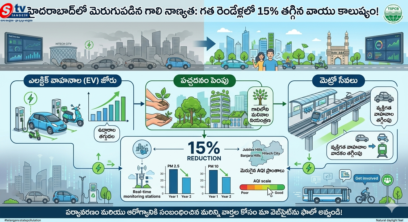 హైదరాబాద్‌లో మెరుగుపడిన గాలి నాణ్యత: గత రెండేళ్లలో 15% తగ్గిన వాయు కాలుష్యం!